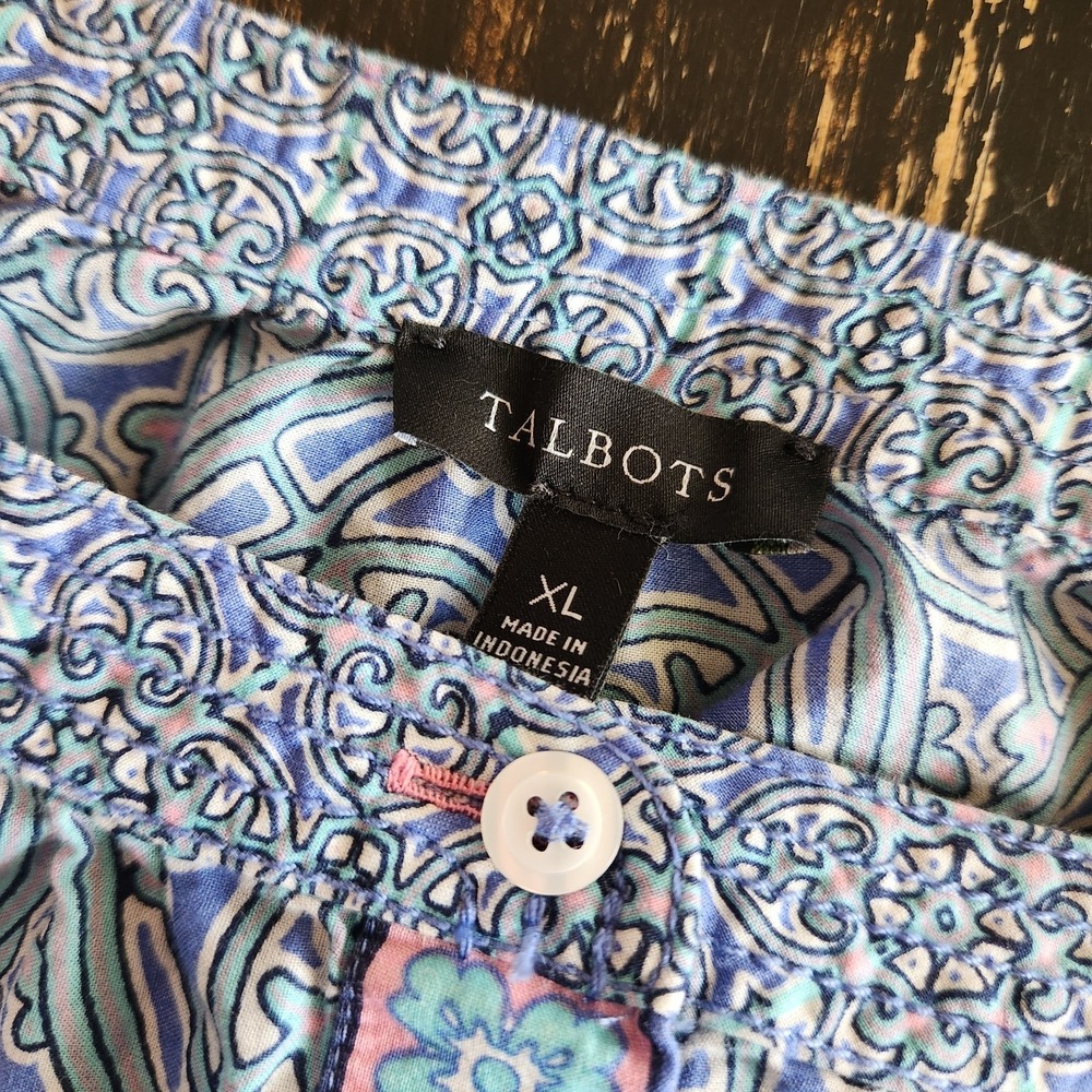Talbots Women's Blouse Top Size XL Paisley Cotton Long Sleeve Boho - Picture 2 of 8